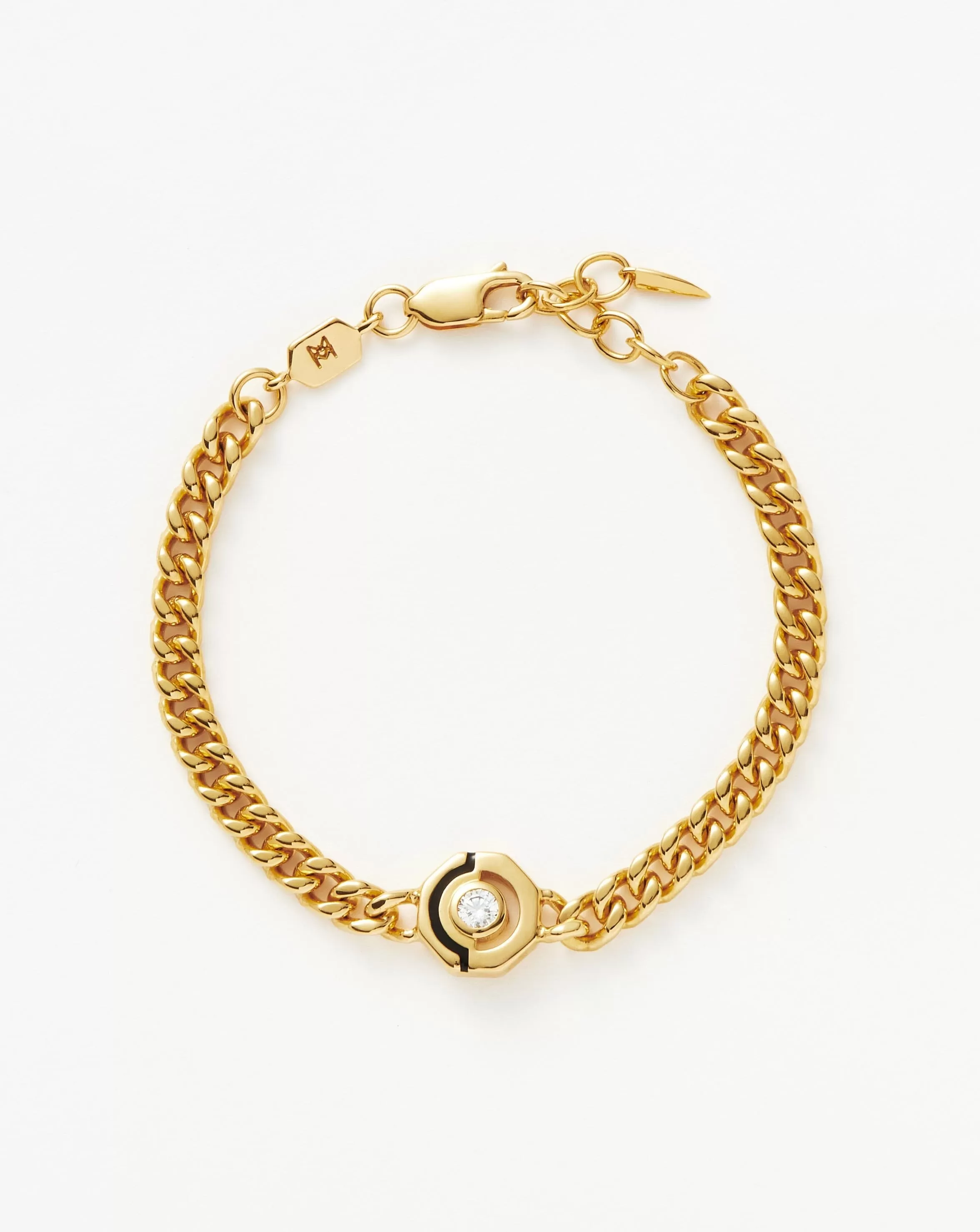 Enamel & Stone Byline Hex Charm Bracelet | 18ct Gold Plated/Cubic Zirconia