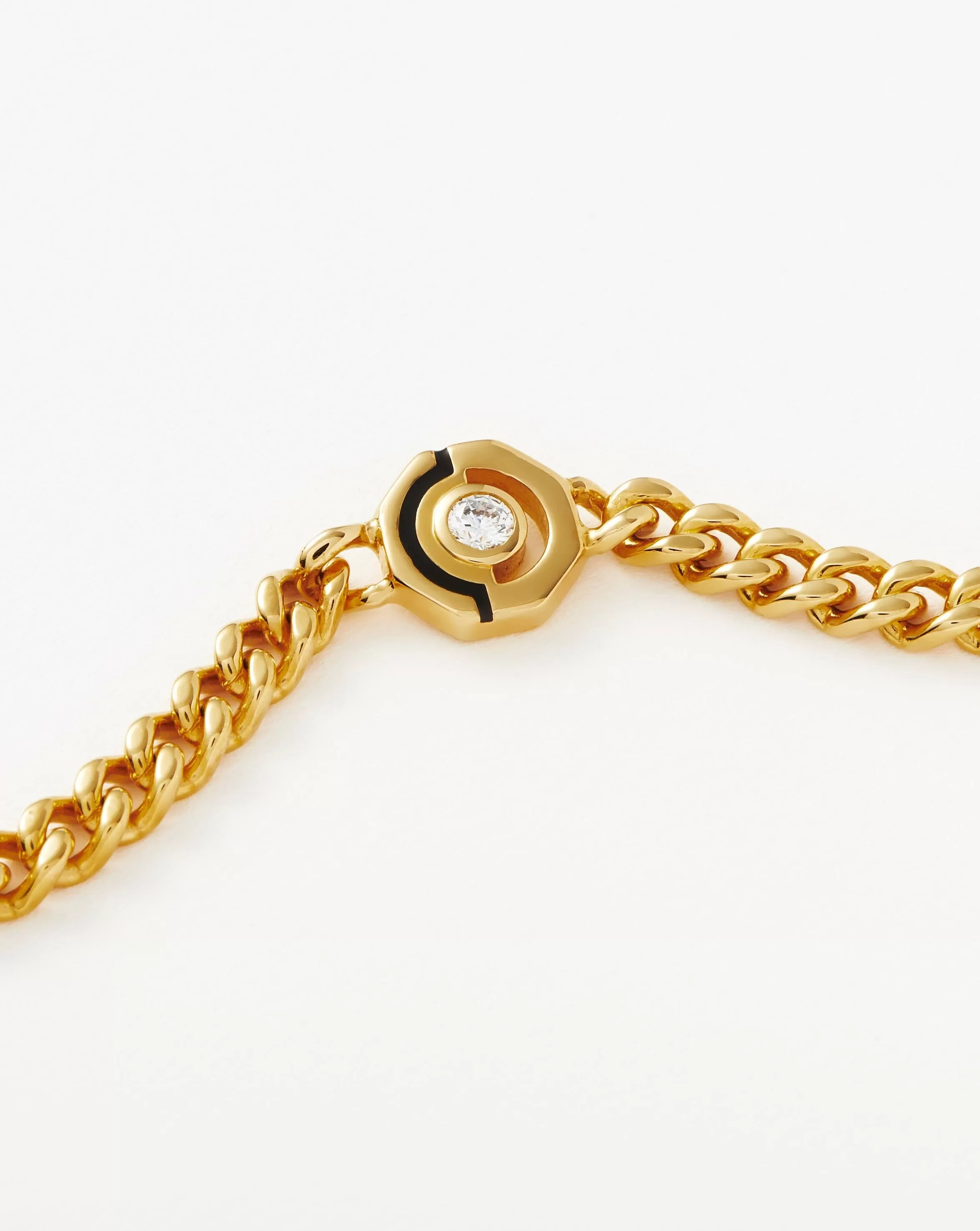 Enamel & Stone Byline Hex Charm Bracelet | 18ct Gold Plated/Cubic Zirconia