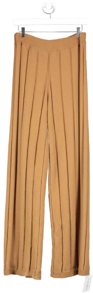 Eschel Brown Rose Knitted Wide Leg Trousers UK S