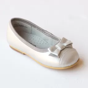 FINAL SALE - L'Amour Girls C-520 Silver Bow Dress Flats