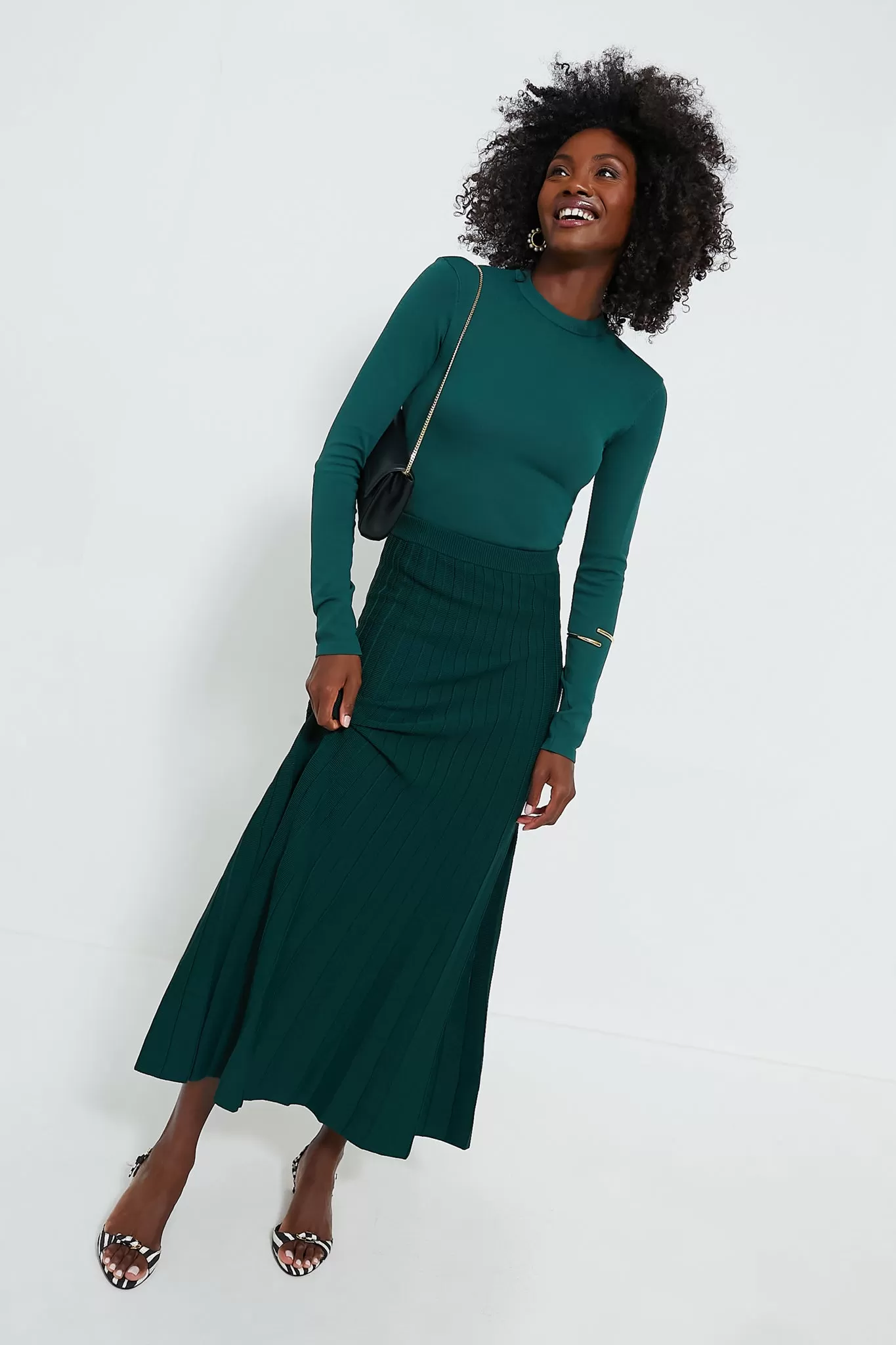 Forest Green Sigrid Midi Skirt