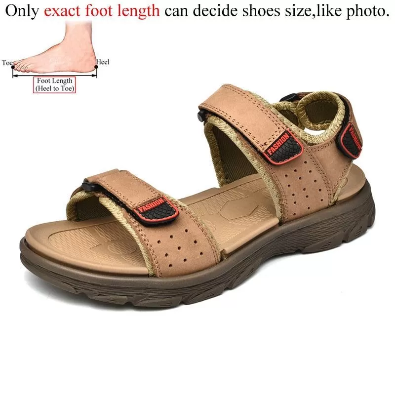 FZ143 Men's Lightweight Leather Beach Sandals Casual Shoes