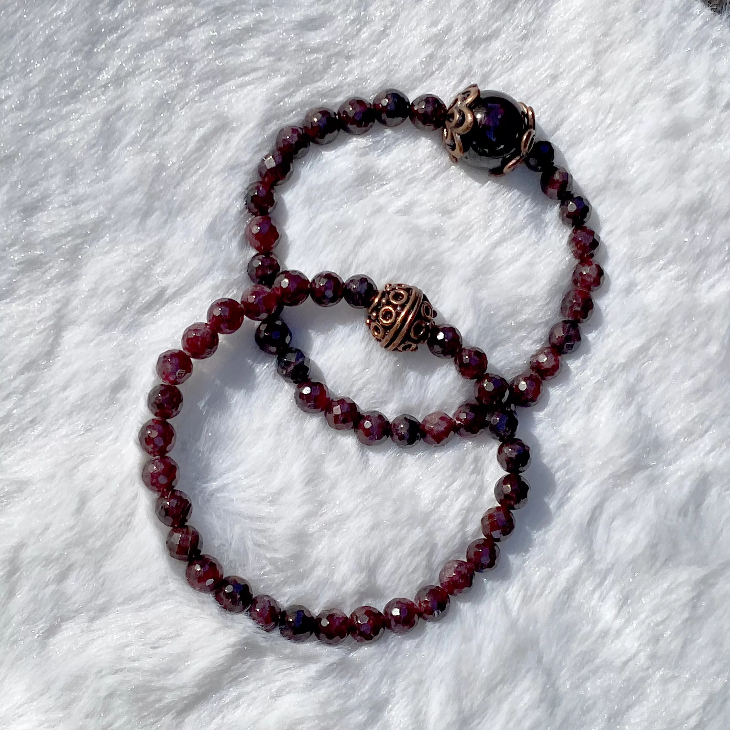 Garnet And Copper gemstone bracelets