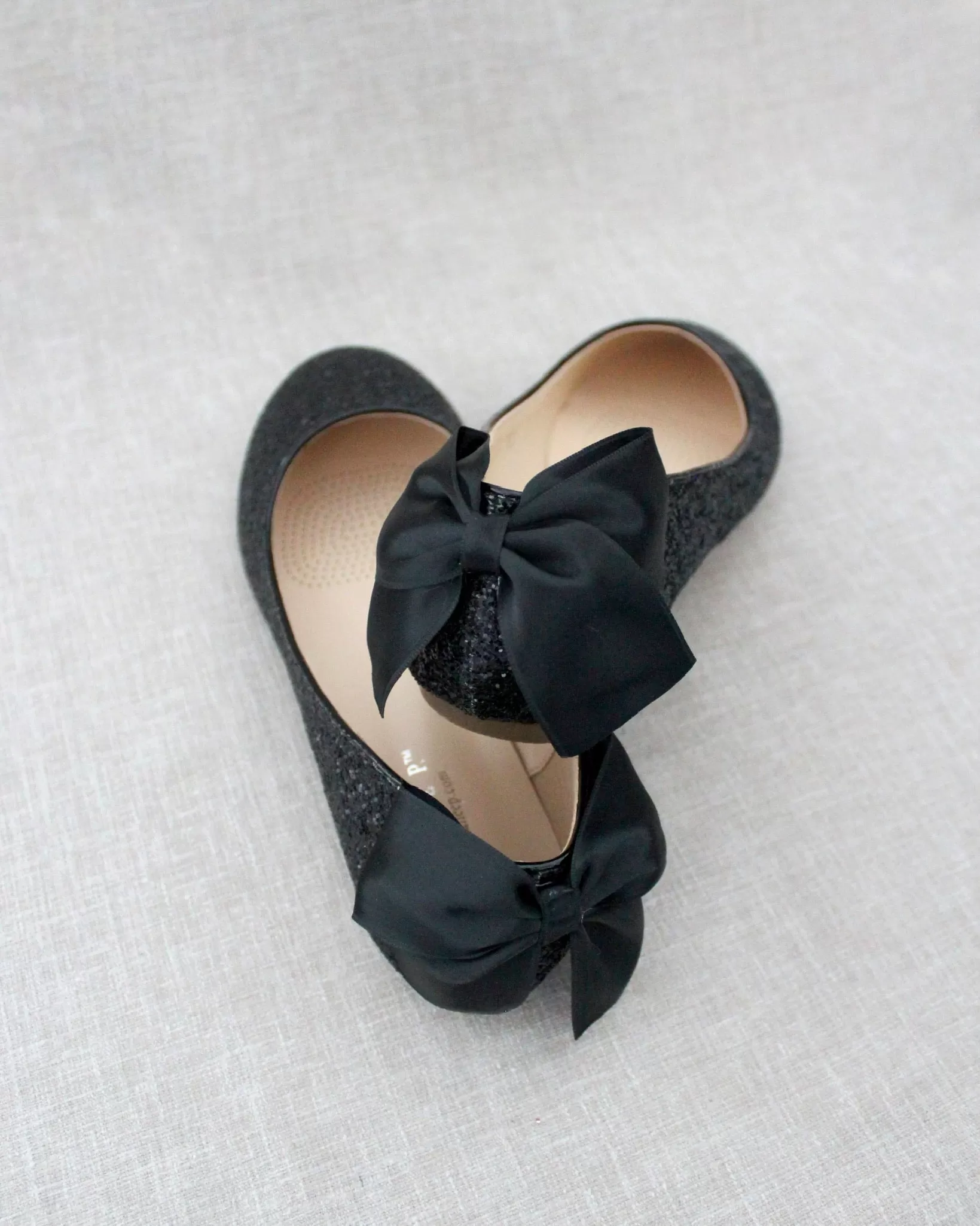 Glitter Round Toe Flats with Bow