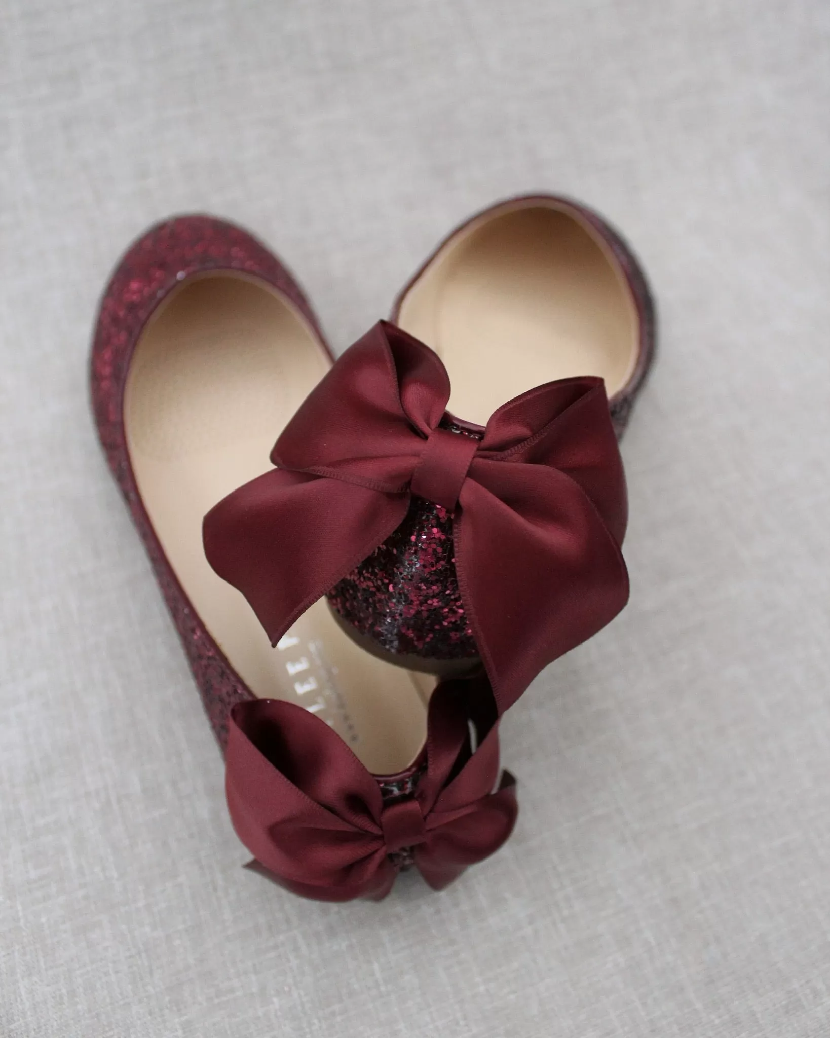 Glitter Round Toe Flats with Bow