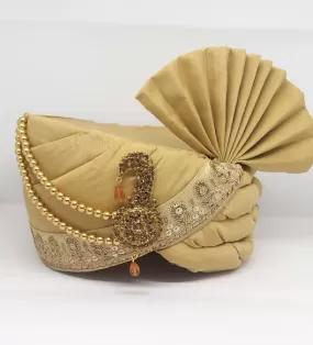 Gorgeous Designer Golden Colour Art Silk Turban For Men