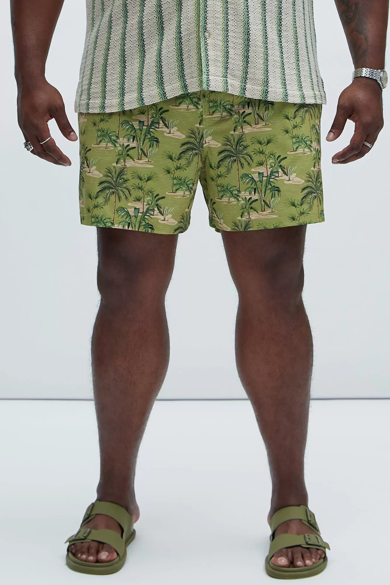 Graham Palm Swim Trunks - Green/combo