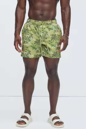 Graham Palm Swim Trunks - Green/combo