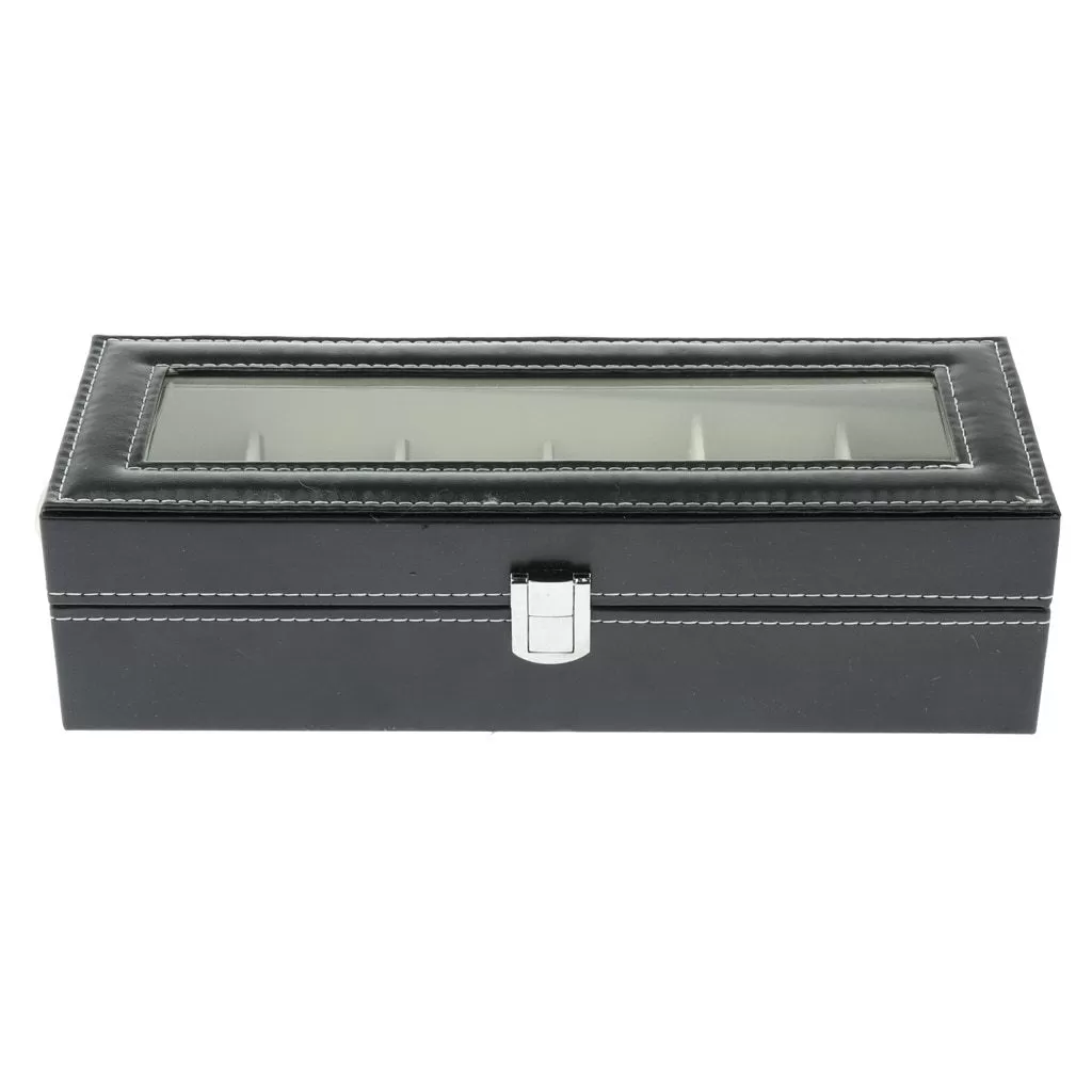 Gray Leather Watch and Jewelry Display Storage Box