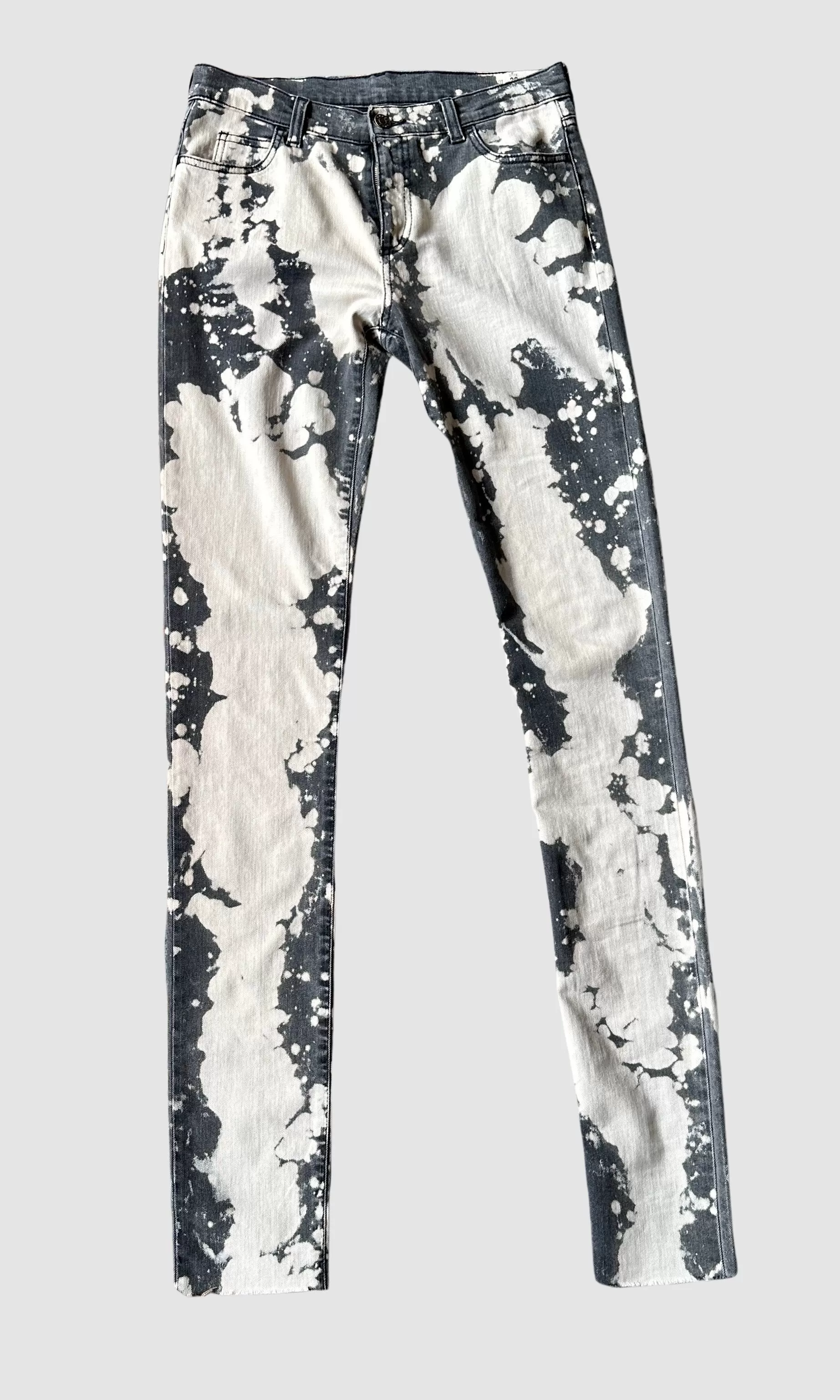 GUCCI Bleach Splattered Skinny Jeans with Rose Patch  Small