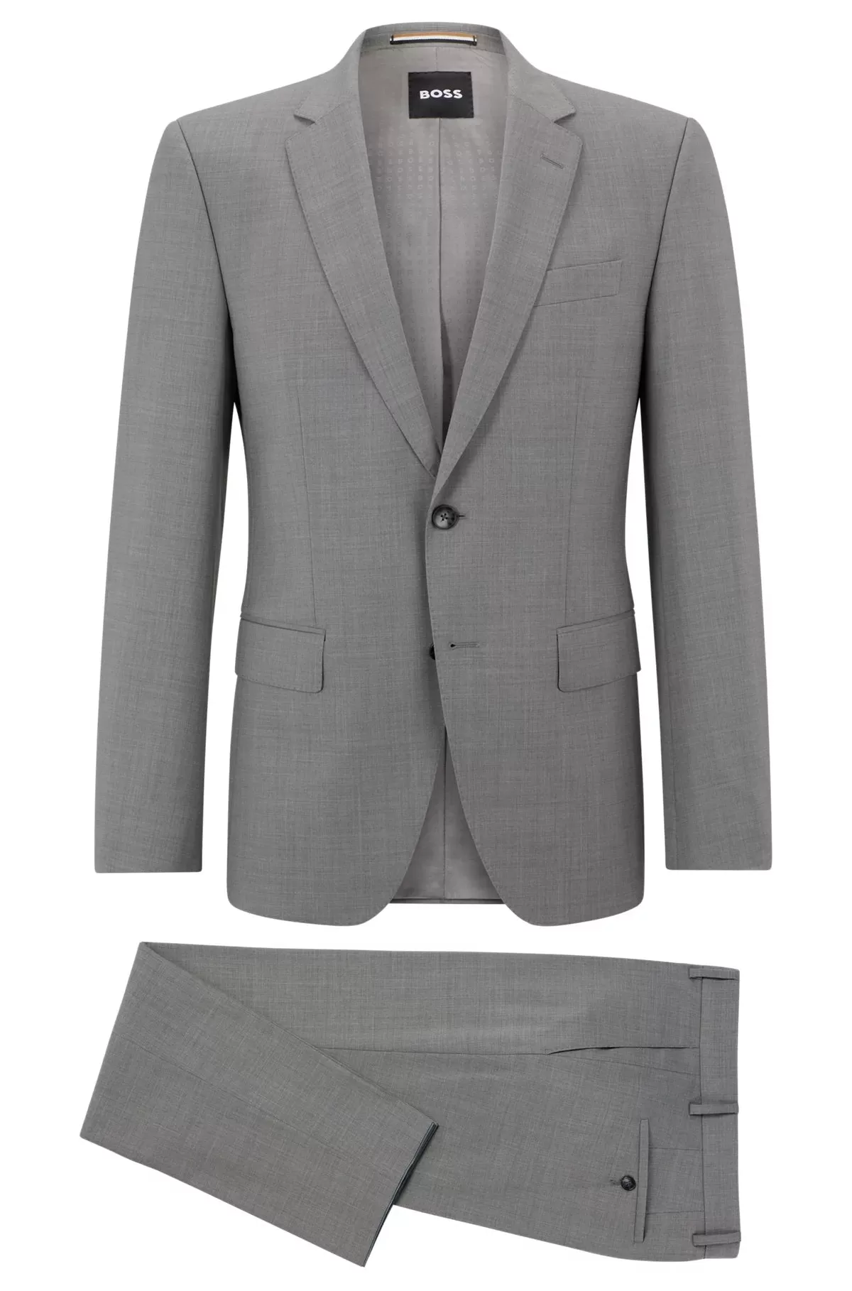 H-Huge 2 Piece Slim-Fit Suit in Melange Stretch Virgin Wool 50489347