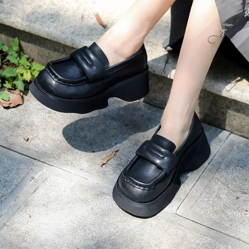 High Heel Wedge Leather Pumps: AMV1150 Women's Casual Shoes