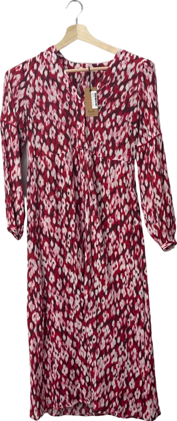 Hush Red Jinni Midi Dress Ikat Floral Red UK Size 4