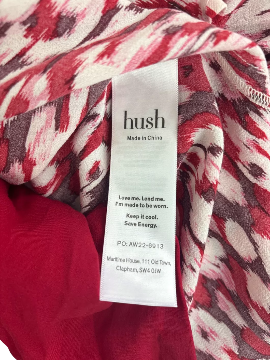 Hush Red Jinni Midi Dress Ikat Floral Red UK Size 4