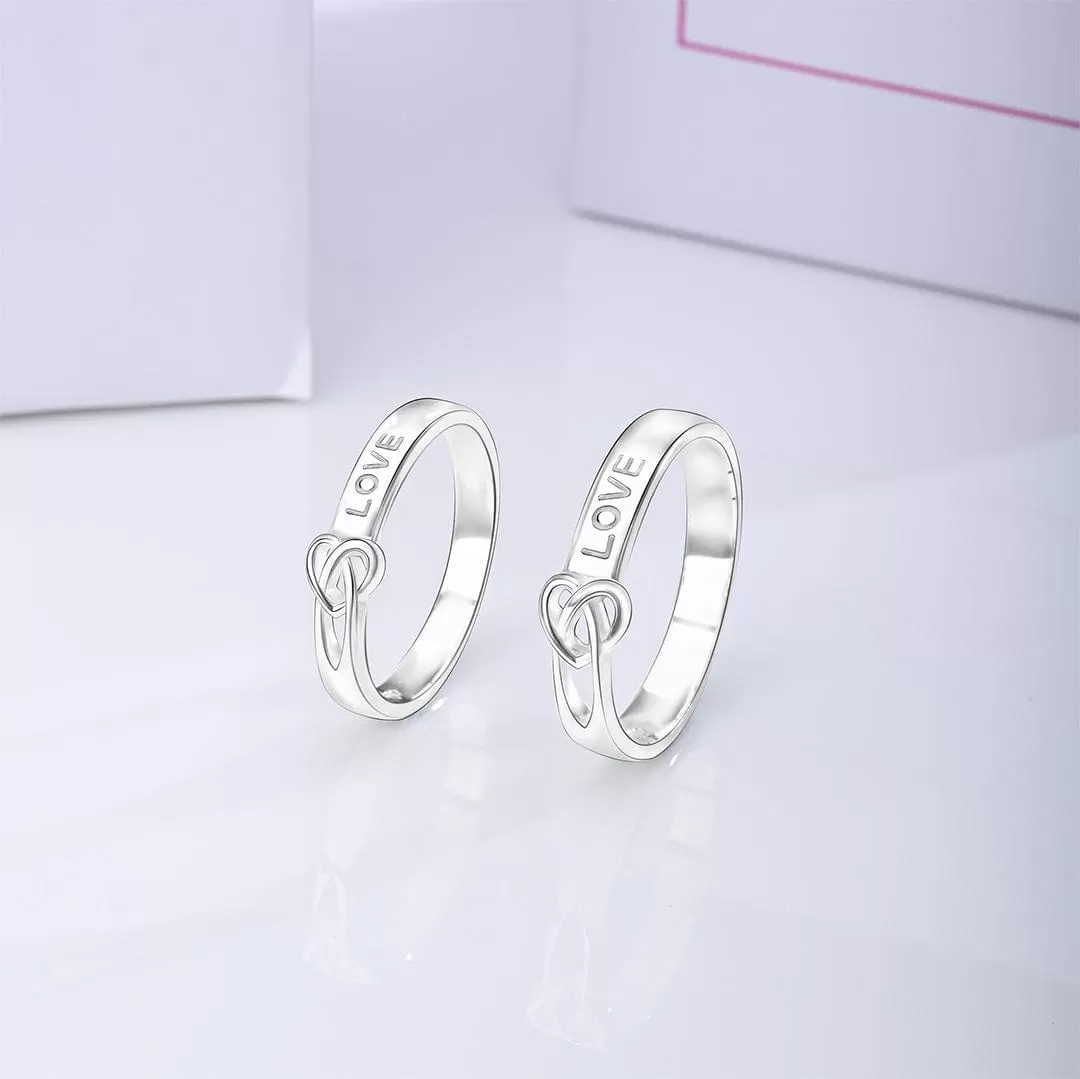 Infinity Love Knot Silver Promise Rings for Couples Set