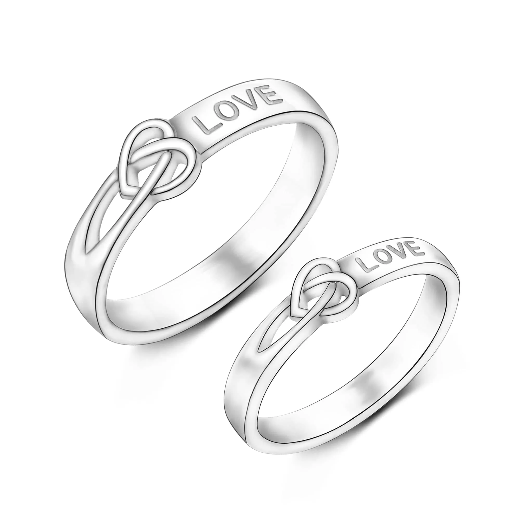 Infinity Love Knot Silver Promise Rings for Couples Set