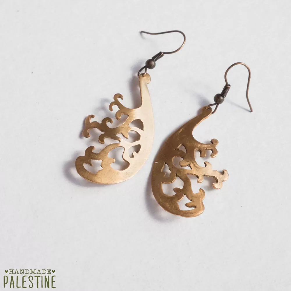 Intricate Curved Tree Earrings | Olive Tree Inspired Jewelry from Palestinian Women Artisans