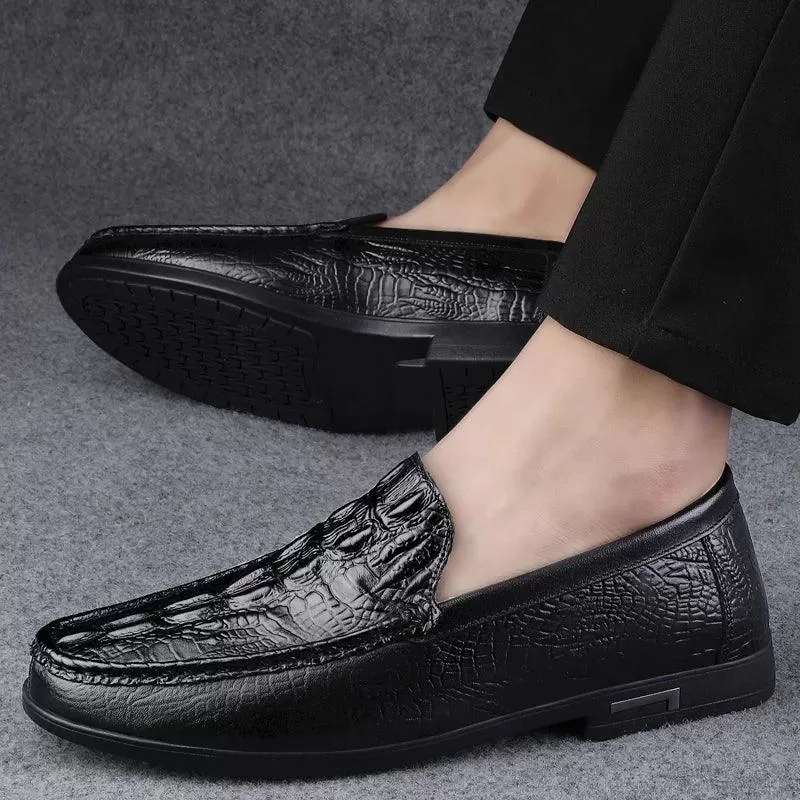 Italian Leather Loafer: TX352 Men's Formal Moccasins Casual Shoes