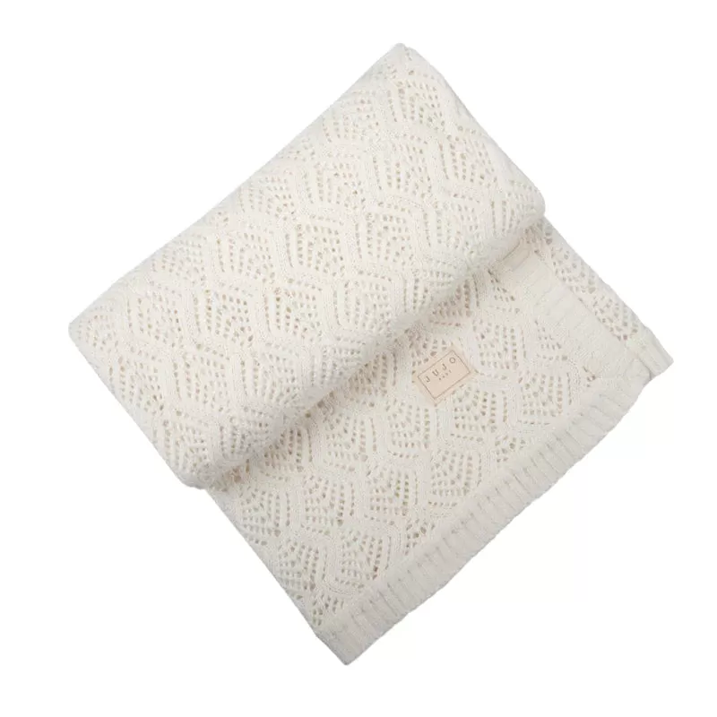 Jujo Baby Trellis Open Knit Bassinet Blanket - Milk