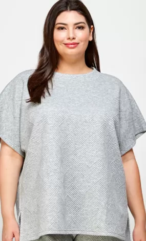 Julia Textured Sweatshirt Top in Grey