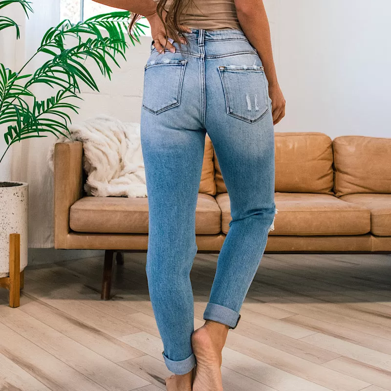 KanCan Danielle Distressed Mom Jeans