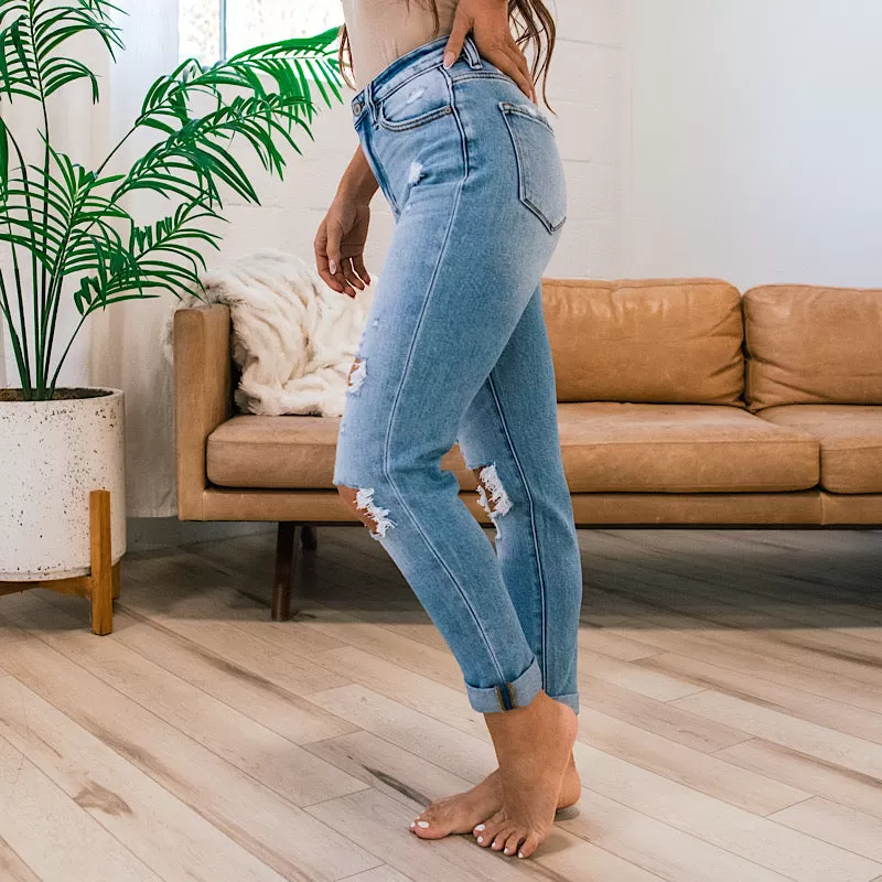 KanCan Danielle Distressed Mom Jeans