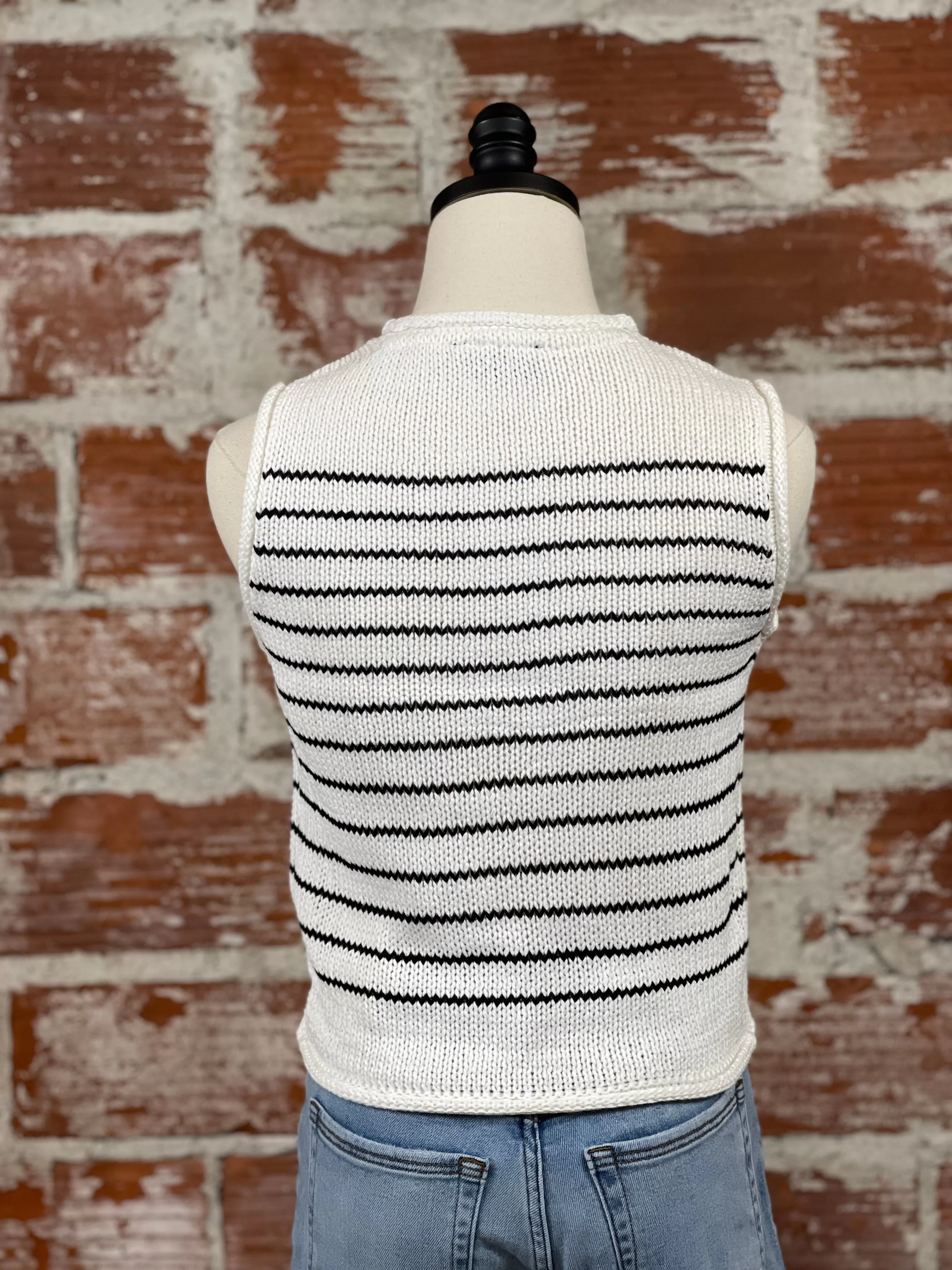 Kerensa Sweater Tank in Black and White