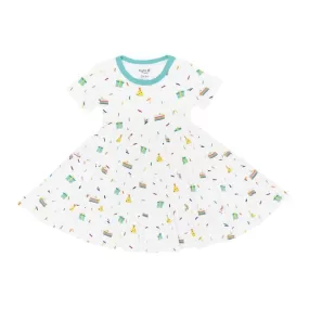 Kyte Baby Short Sleeve Tiered Dress in Cloud Party