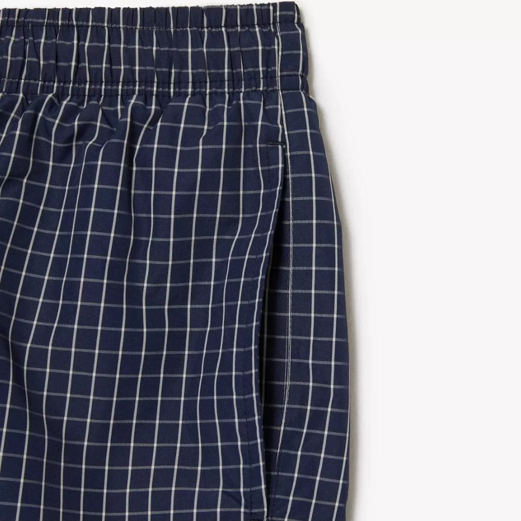 Lacoste Recycled Polyester Checked Swim Trunks (Navy Blue/White) MH5634-51