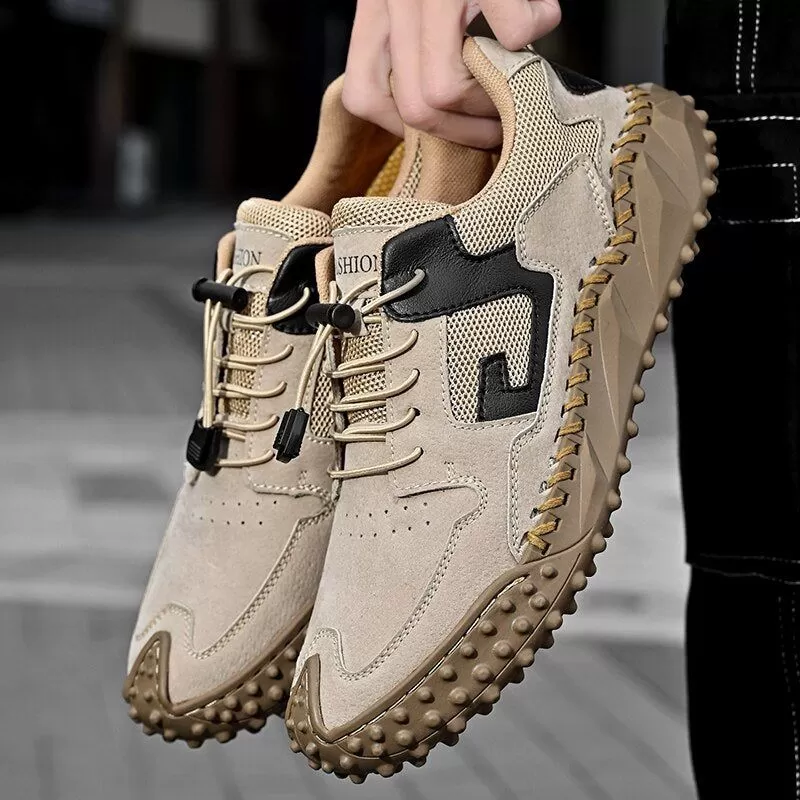 Leather Men's Casual Shoes - Outdoor Sneakers with Breathable Loafers QZ1146