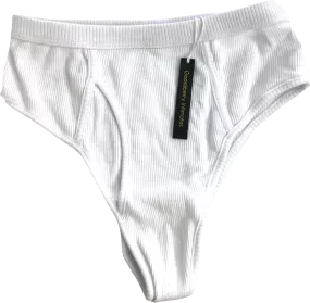 LES GIRLS LES BOYS White Ribbed Boyfriend Briefs UK S