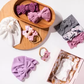 Lucy Locket Lilac Bows & Turbans — Baby Girl Gift Bundle