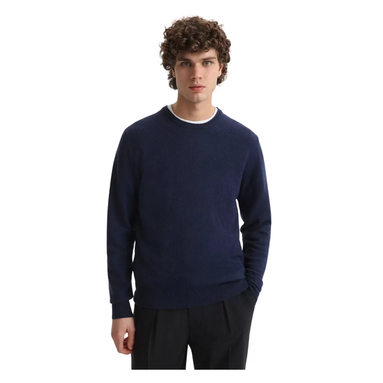 Maglione Woolrich Girocollo Super Geelong Blu Iron