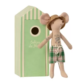 Maileg Beach Dad Mouse in Cabin de Plage