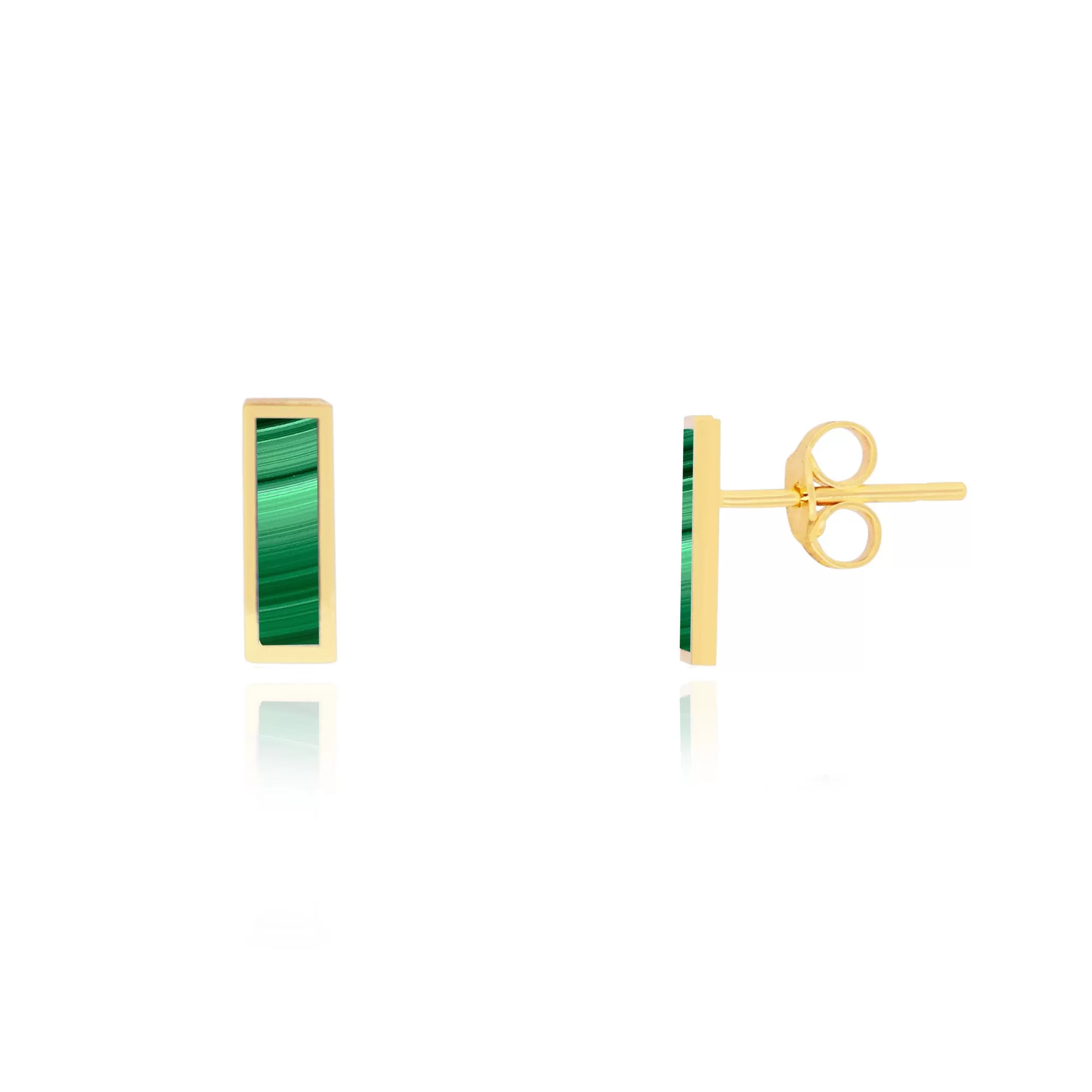 Malachite Bar Stud Earrings