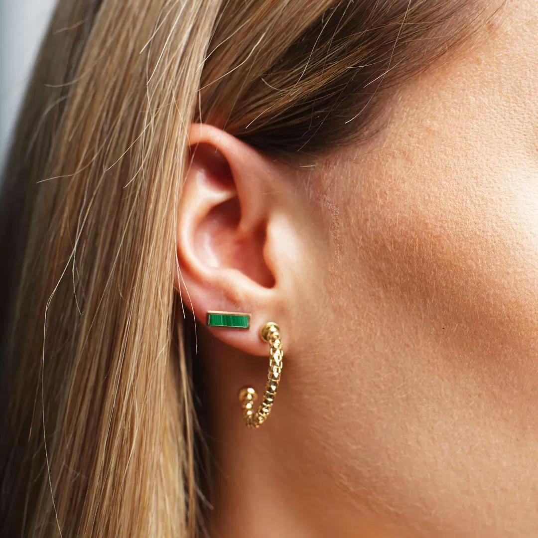 Malachite Bar Stud Earrings