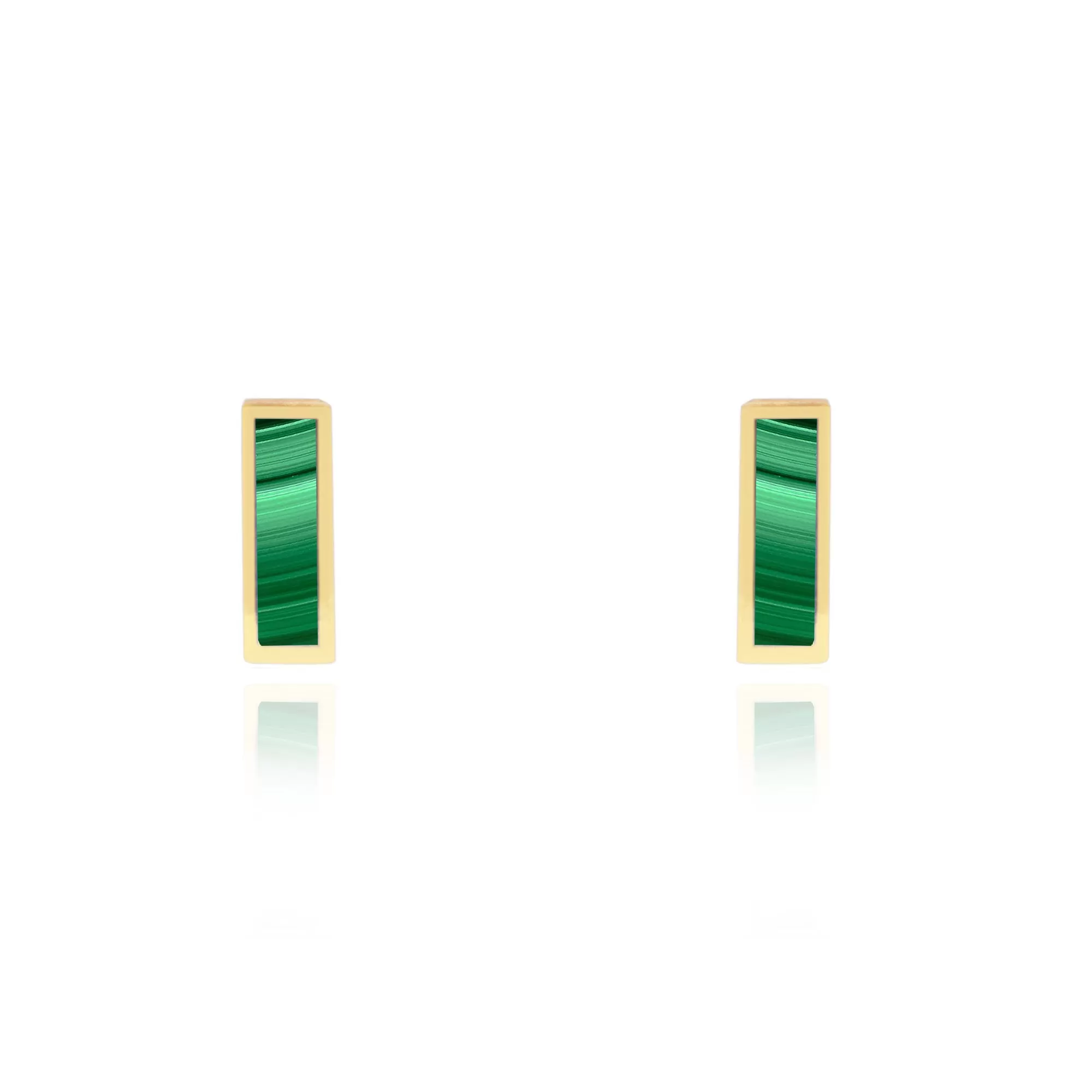 Malachite Bar Stud Earrings