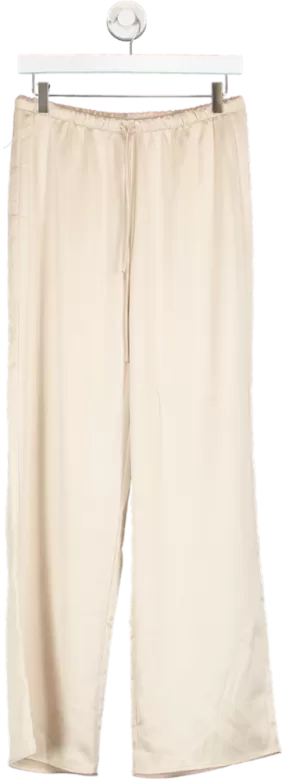 MANGO Beige Satin Palazzo Trousers UK S