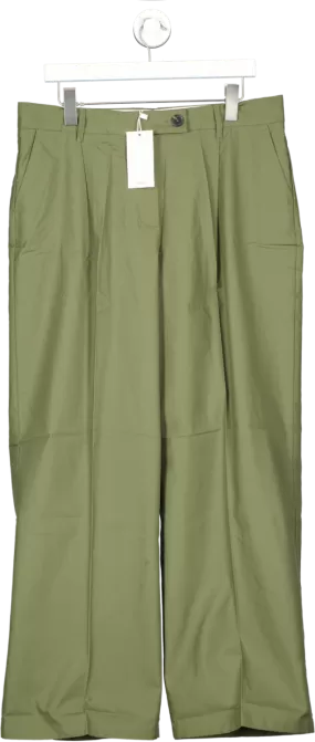 MANGO Green Wide Leg Pleated Trousers BNWT UK 14