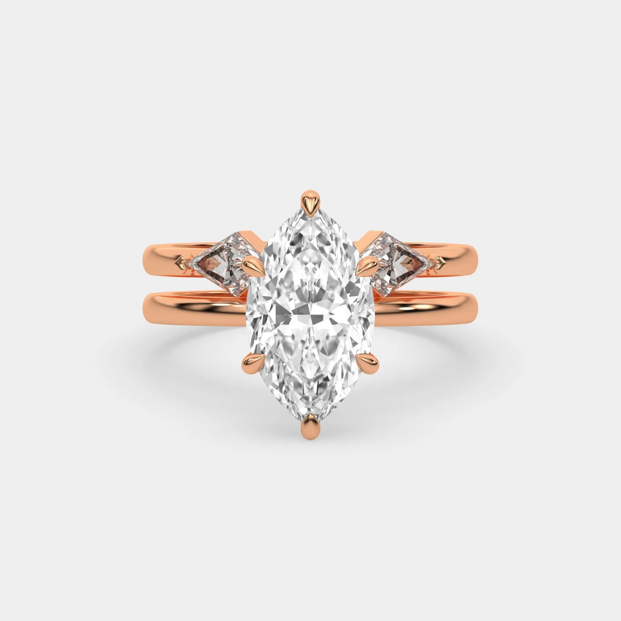 Marquise cut Moissanite engagement ring set