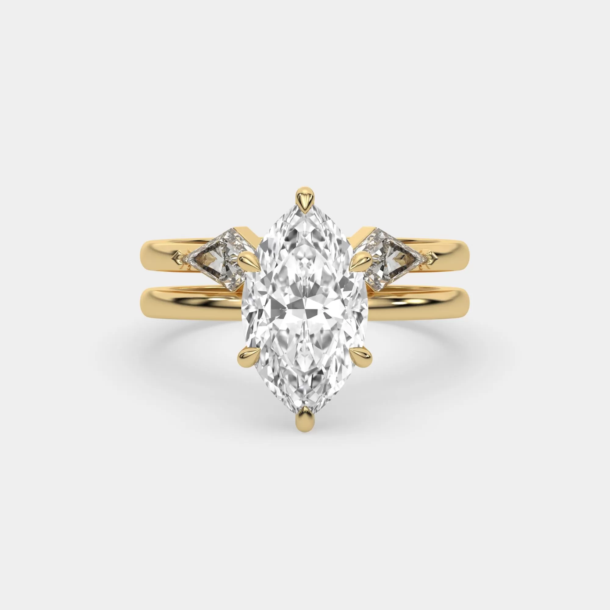 Marquise cut Moissanite engagement ring set