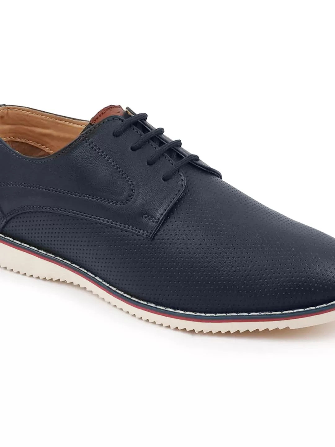 Men Blue Welted Casual Lace Up Shoes