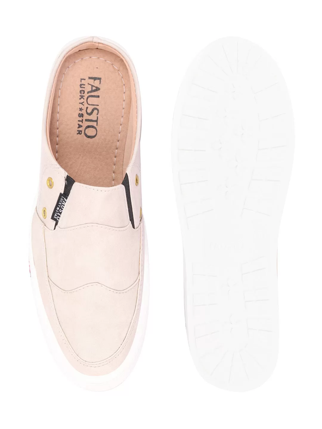 Men Cream Casual Slip-On Shoes