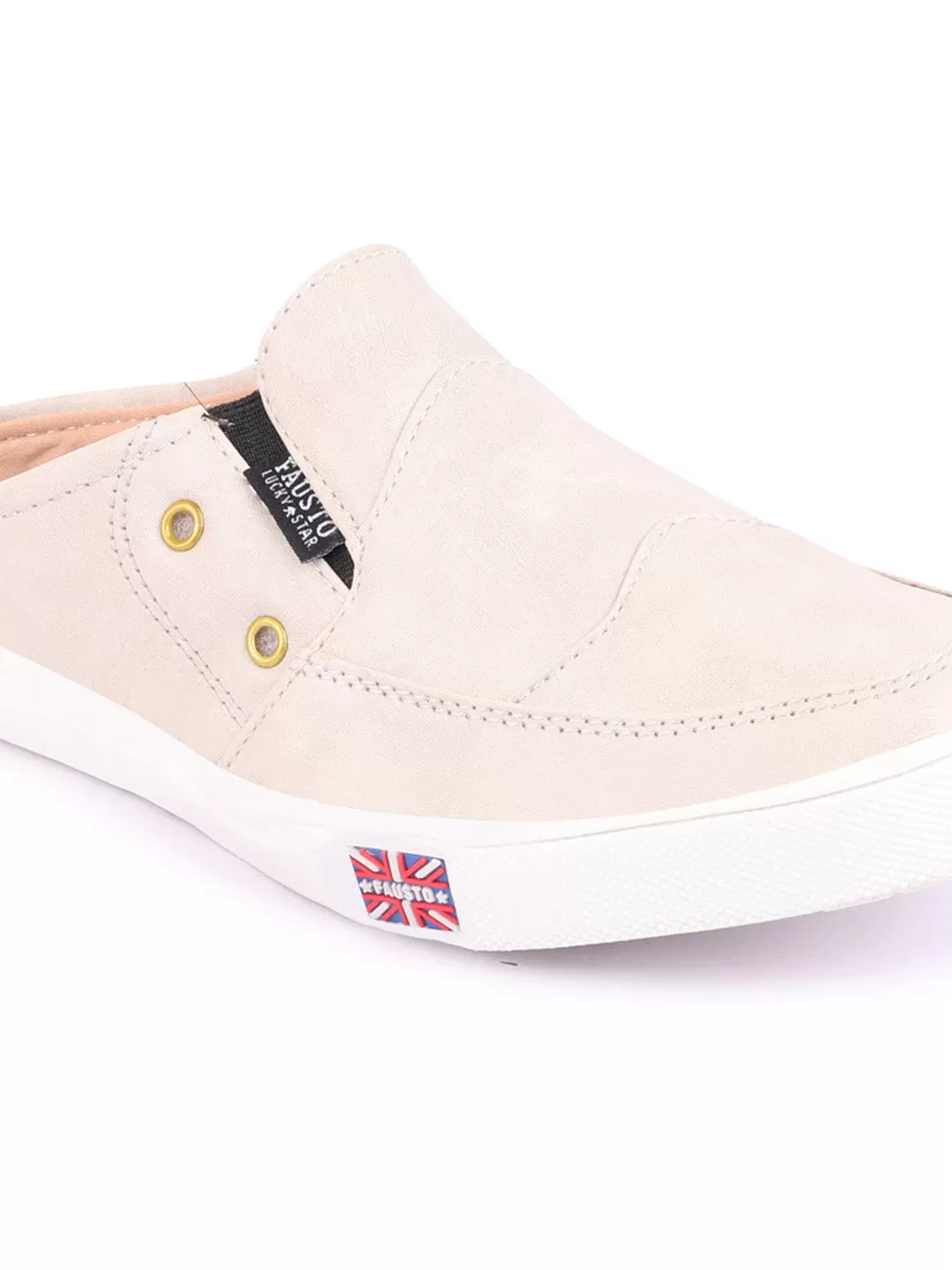 Men Cream Casual Slip-On Shoes