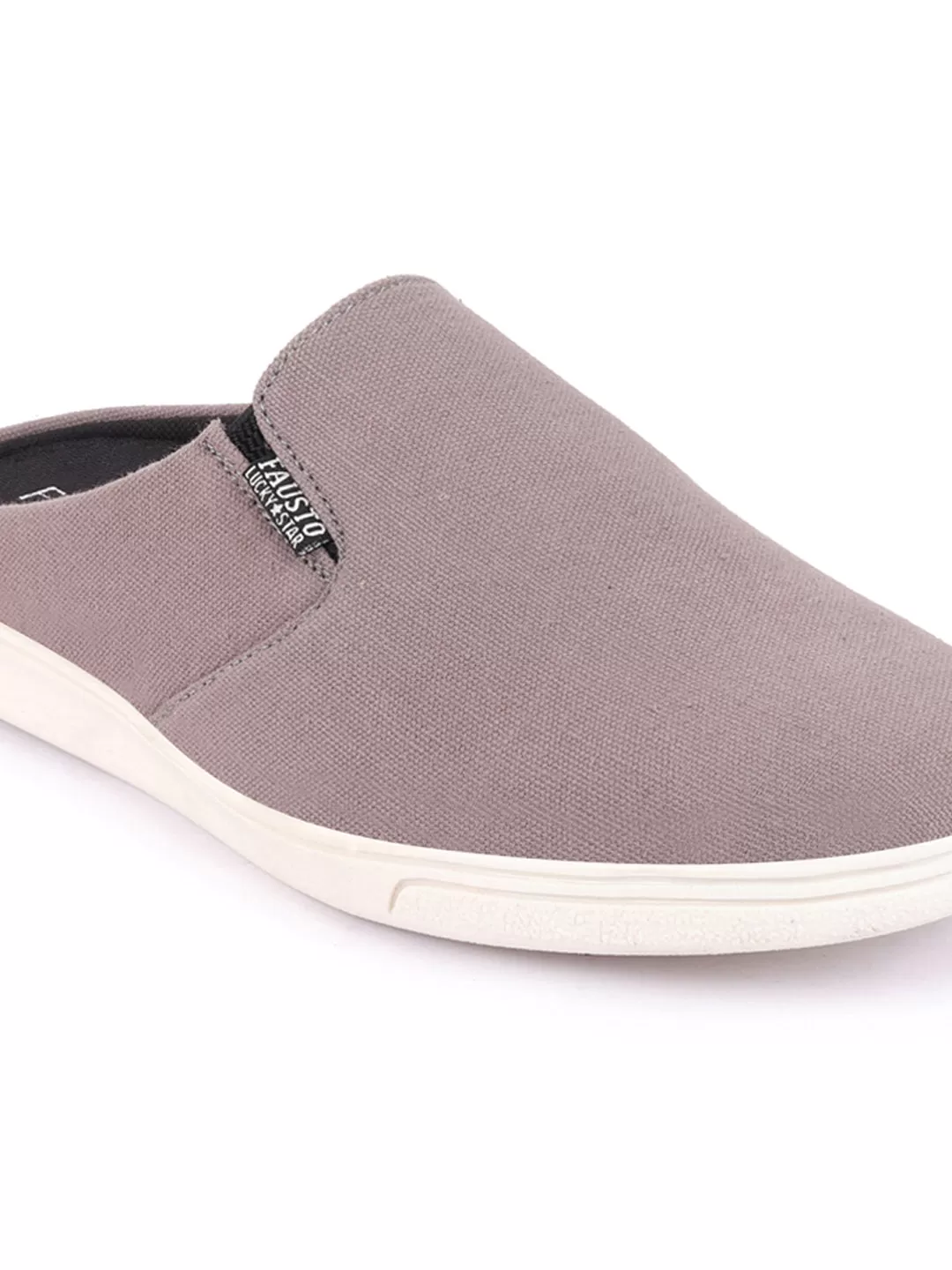 Men Grey Casual Back Open Canvas Stylish Slip On Shoes