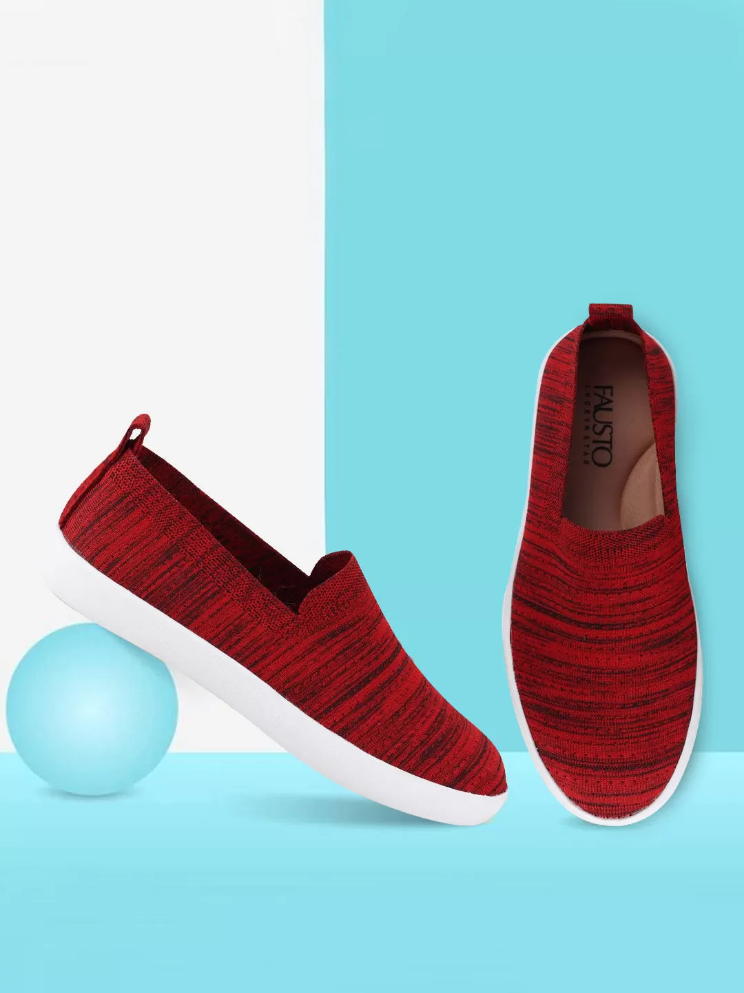 Men Red Casual Slip-On Shoes