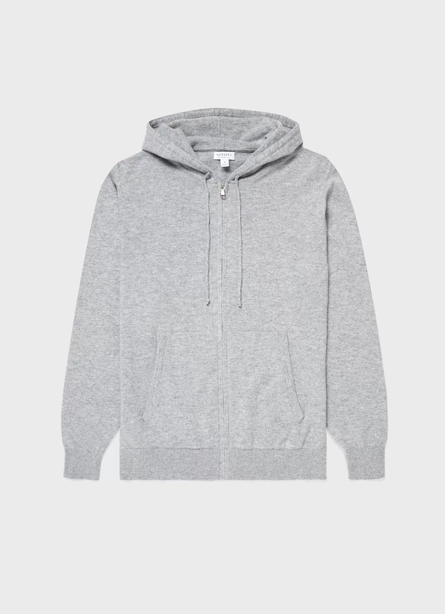 Men's Cashmere Zip Hoodie in Grey Melange