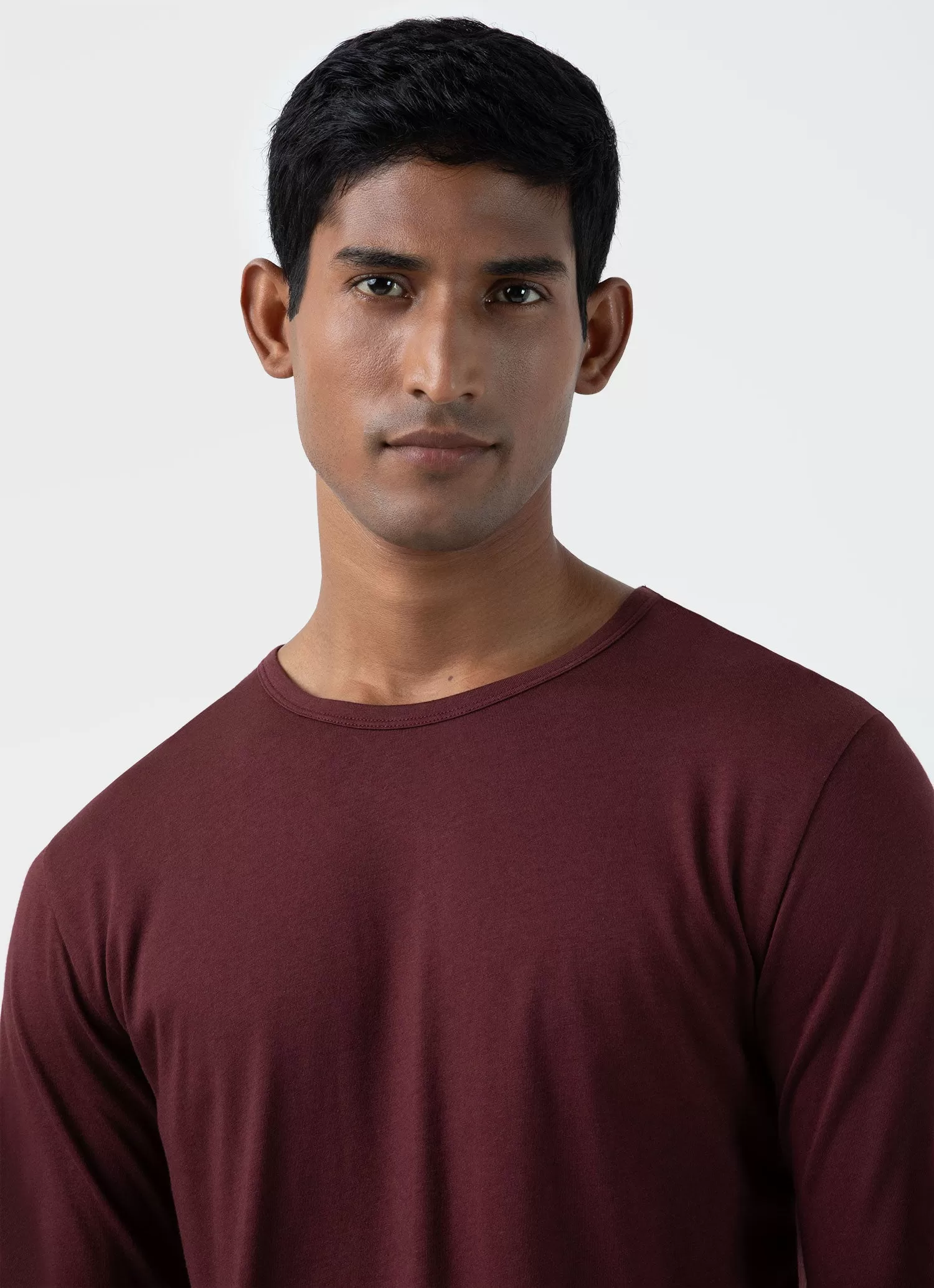 Men's Cotton Modal Lounge Long Sleeve T-shirt in Maroon