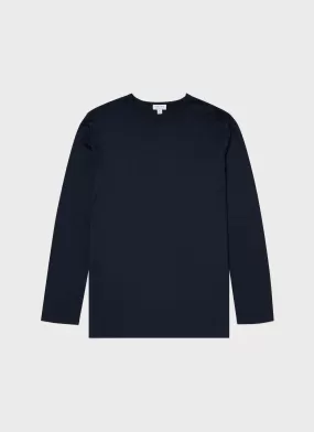 Men's Cotton Modal Lounge Long Sleeve T-shirt in Navy