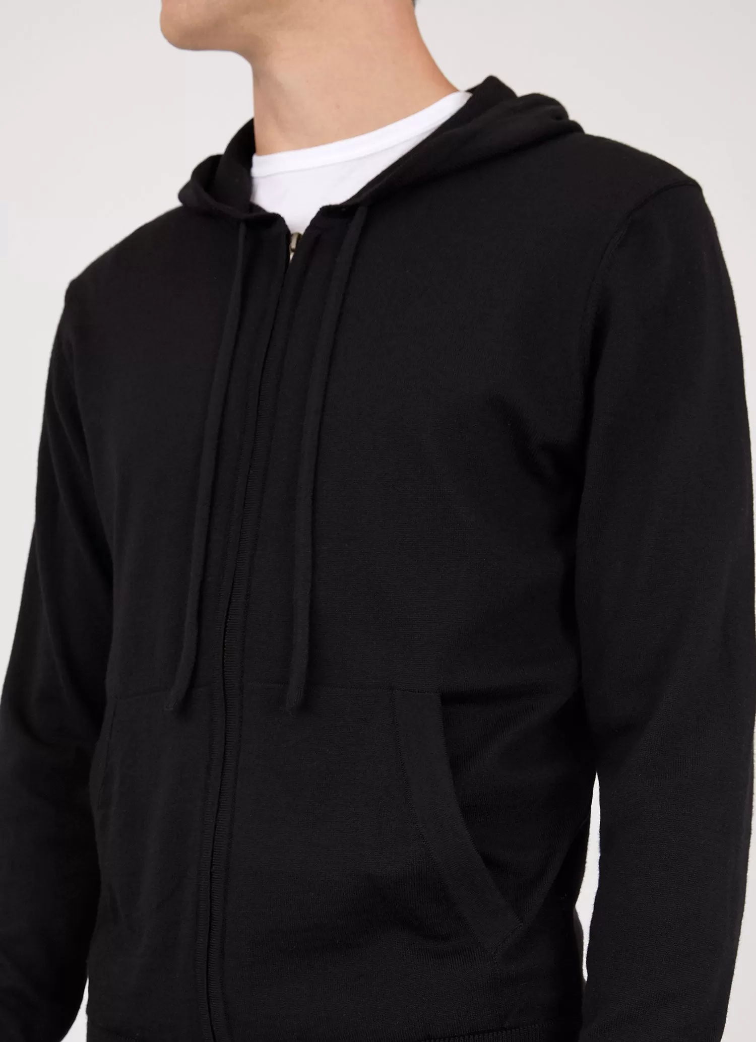 Men's Merino Zip Hoodie in Black